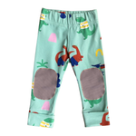 oktopulli Leggings Kinder  grün Dino Knieschutz