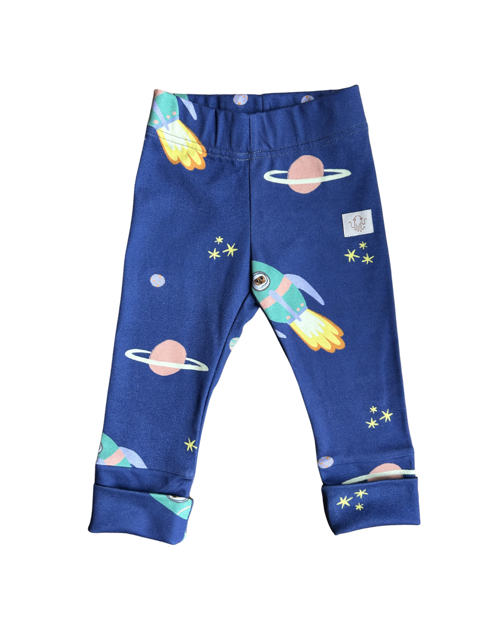 Mitwachsende Kinder-Leggings aus Bio-Baumwolle | Knieschutz | Motivstoffe