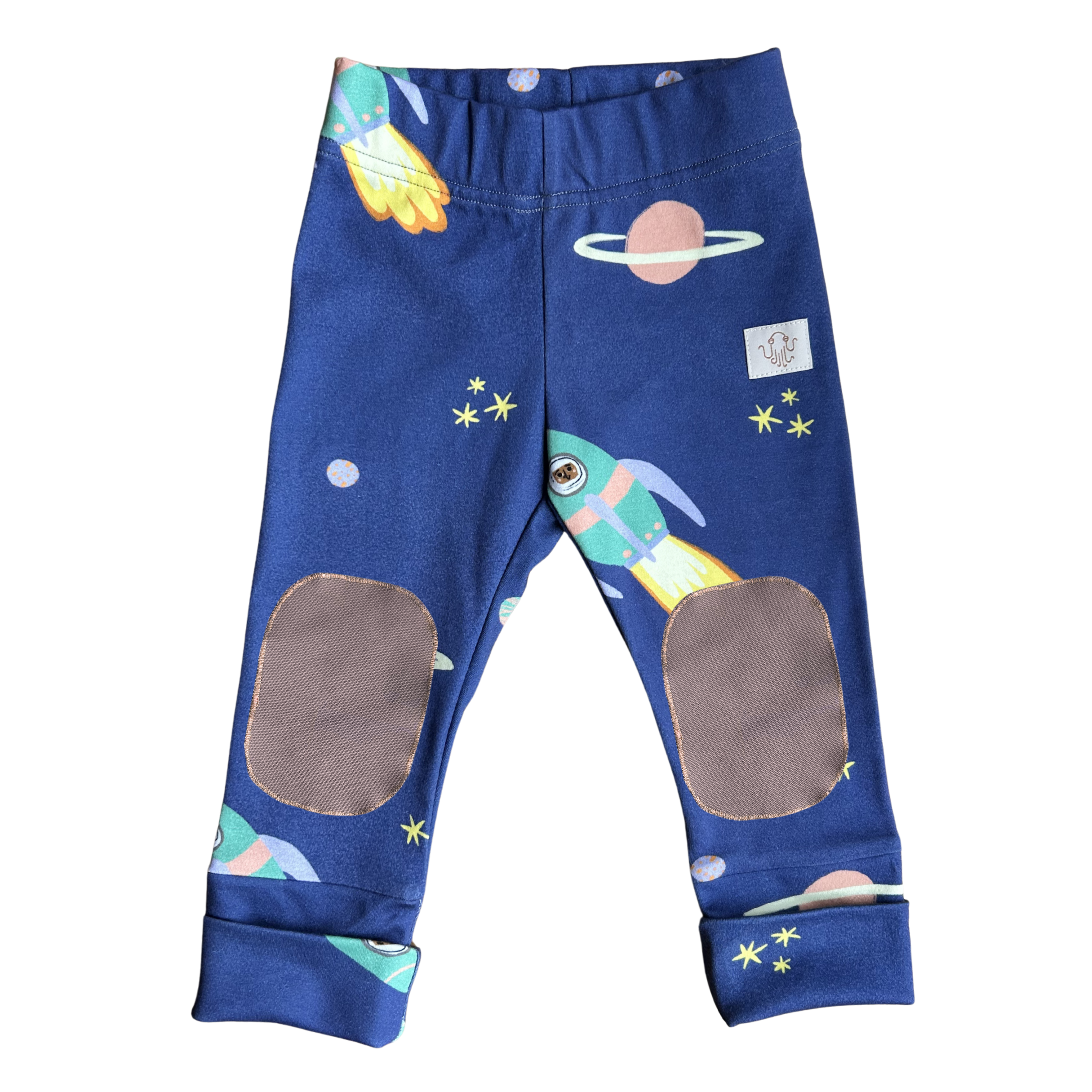 oktopulli Leggings Kinder blau Weltall Knieschutz