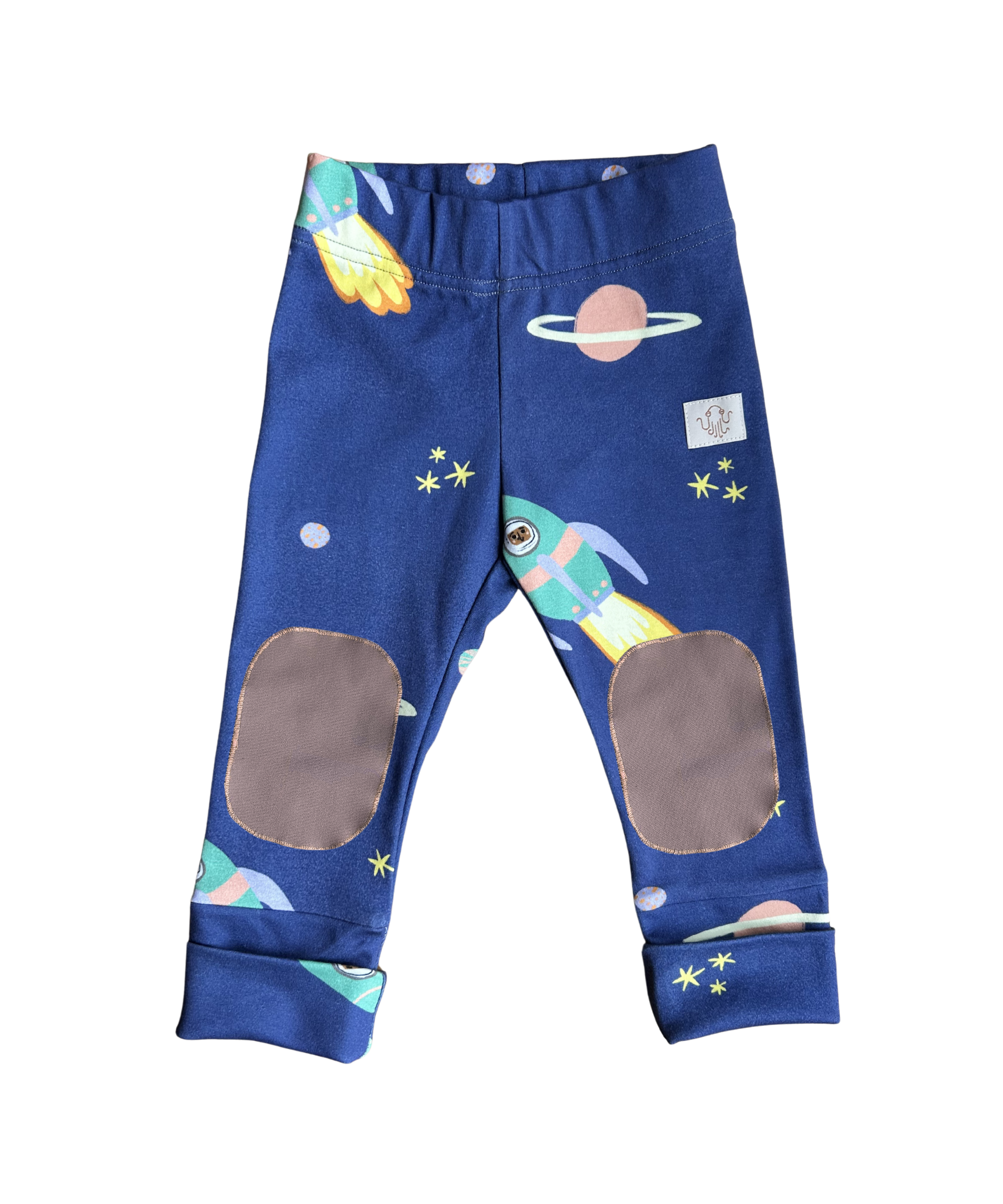 oktopulli Leggings Kinder blau Weltall Knieschutz