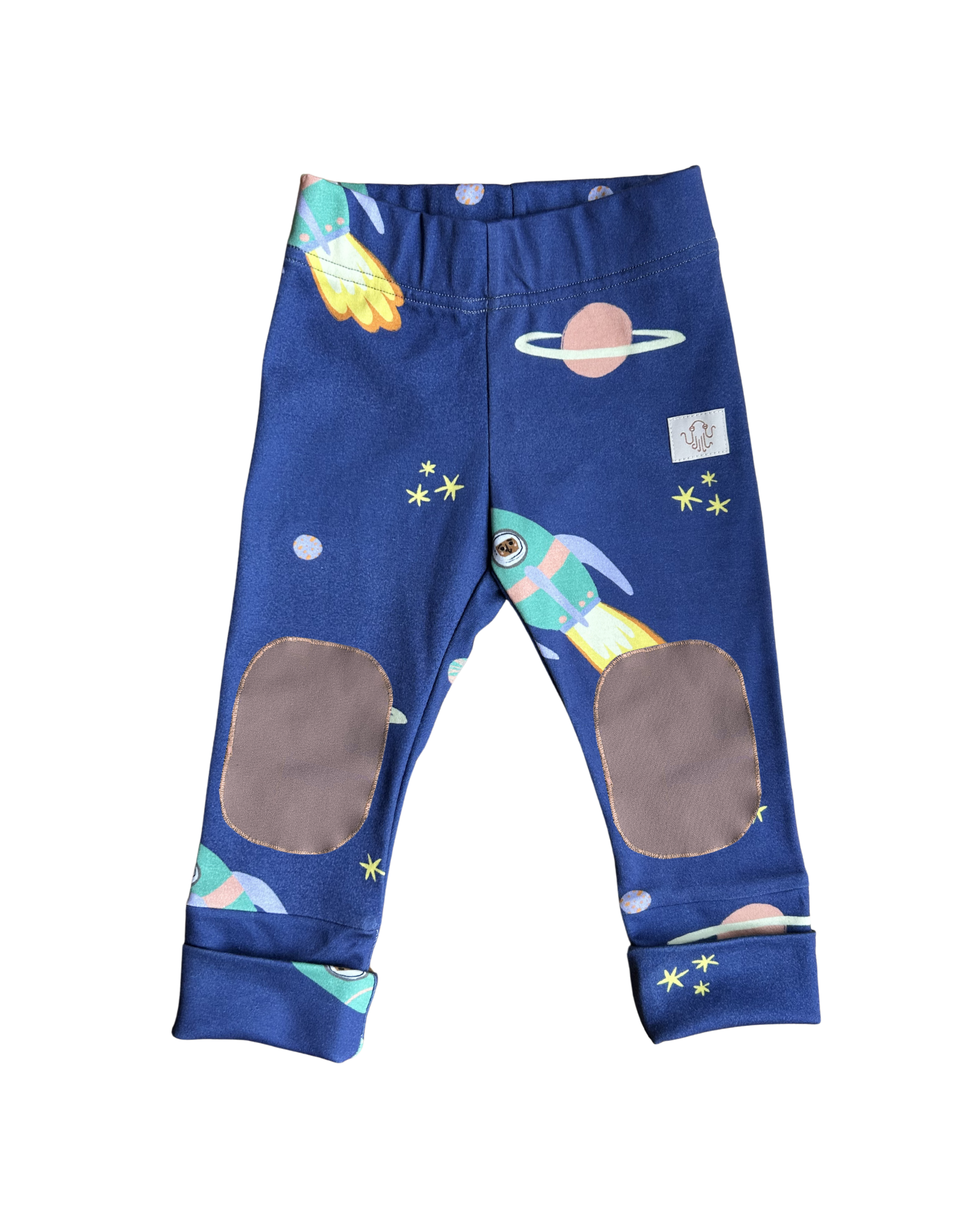 oktopulli Leggings Kinder blau Weltall Knieschutz