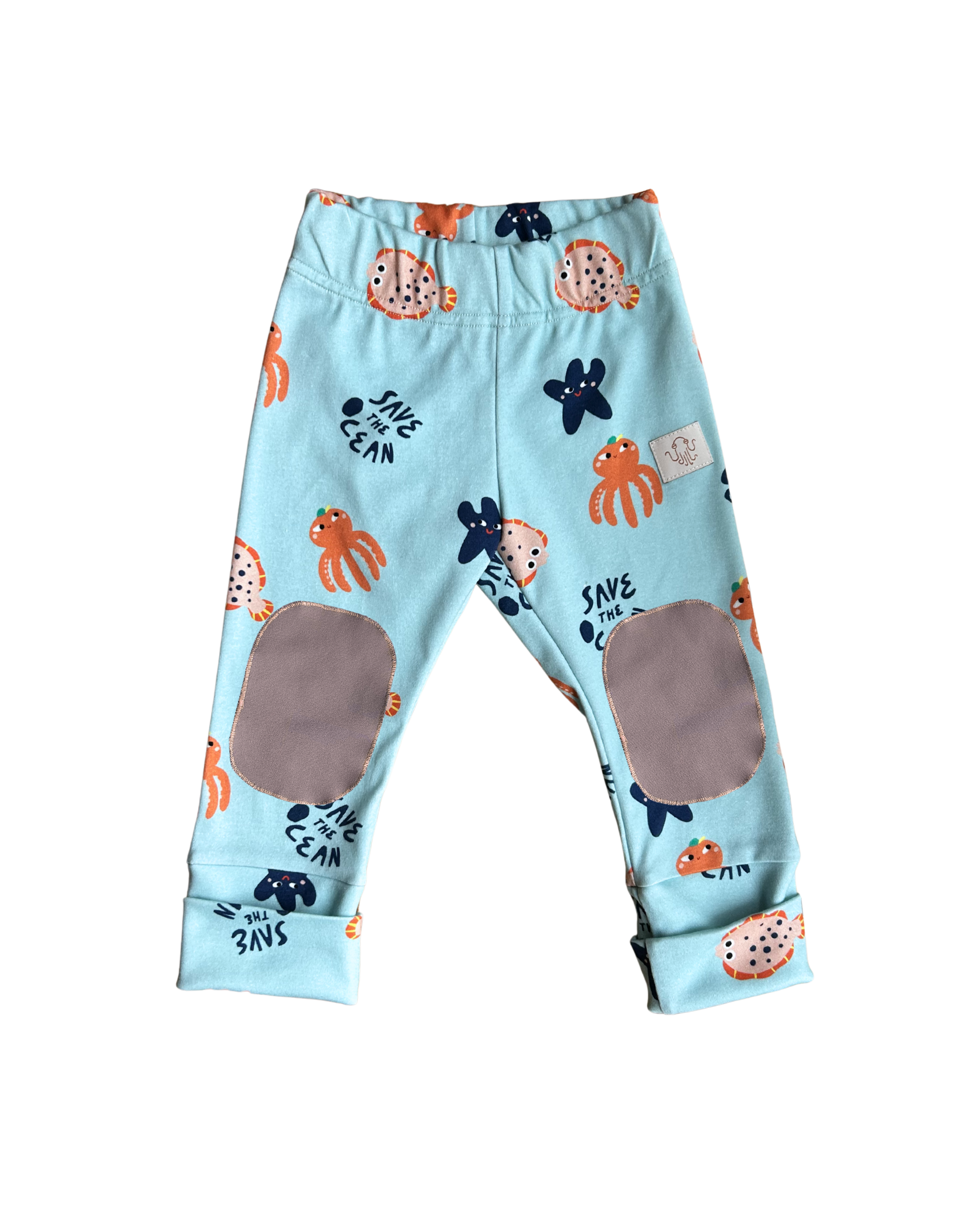 oktopulli Leggings Kinder blau Meerestiere Knieschutz