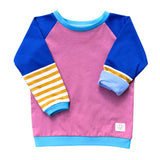 7. Mitwachsendes leichtes Langarmshirt aus Baumwolljersey Kinder | Rosa - Blau