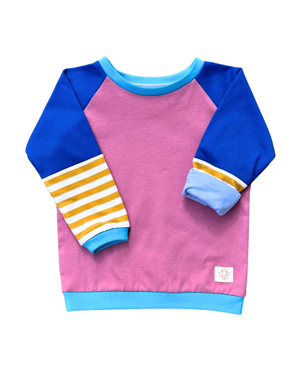7. Mitwachsendes leichtes Langarmshirt aus Baumwolljersey Kinder | Rosa - Blau