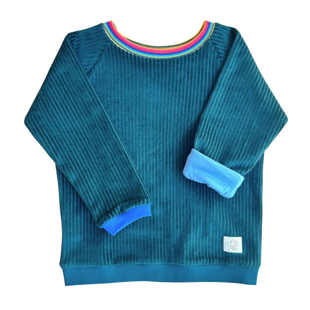 39. ERWACHSENE Cordnicki Sweater | Smaragd mit buntem Hals