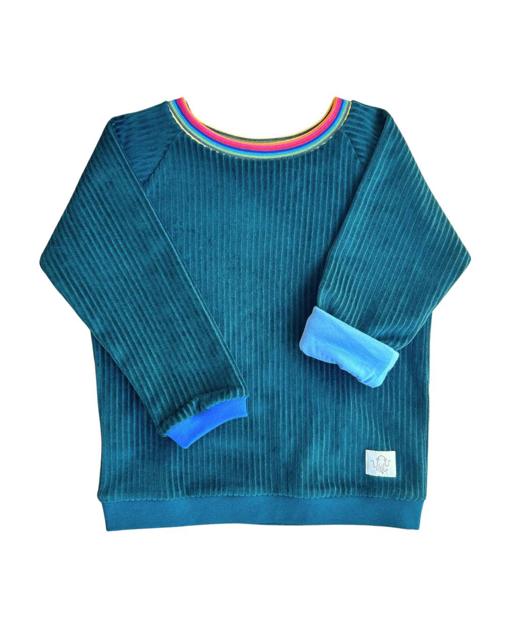 39. ERWACHSENE Cordnicki Sweater | Smaragd mit buntem Hals